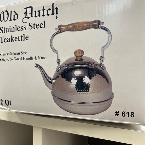 NEW Old Dutch Decorative Hammered Stainless Steel Teakettle - 2qt - Picture 2 of 2